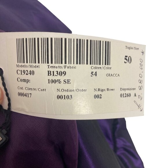 Vintage Gianfranco Ferre Purple Silk Blazer Jacket 50 it 14 US Made In Italy NEW - Picture 5 of 13
